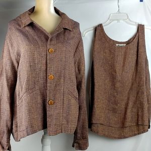 Flax Brown Women's Top and Jacket Set